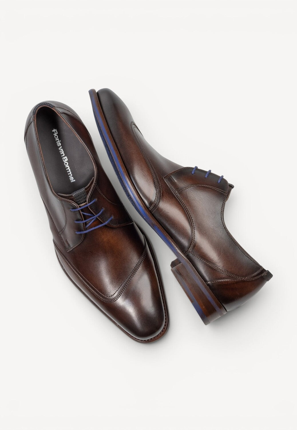 Heren veterschoenen-Bruin leer