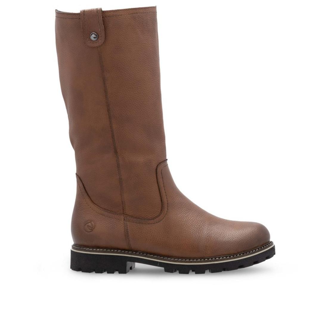 DAMESLAARS LANG/HALFHOOG-Bruin leer