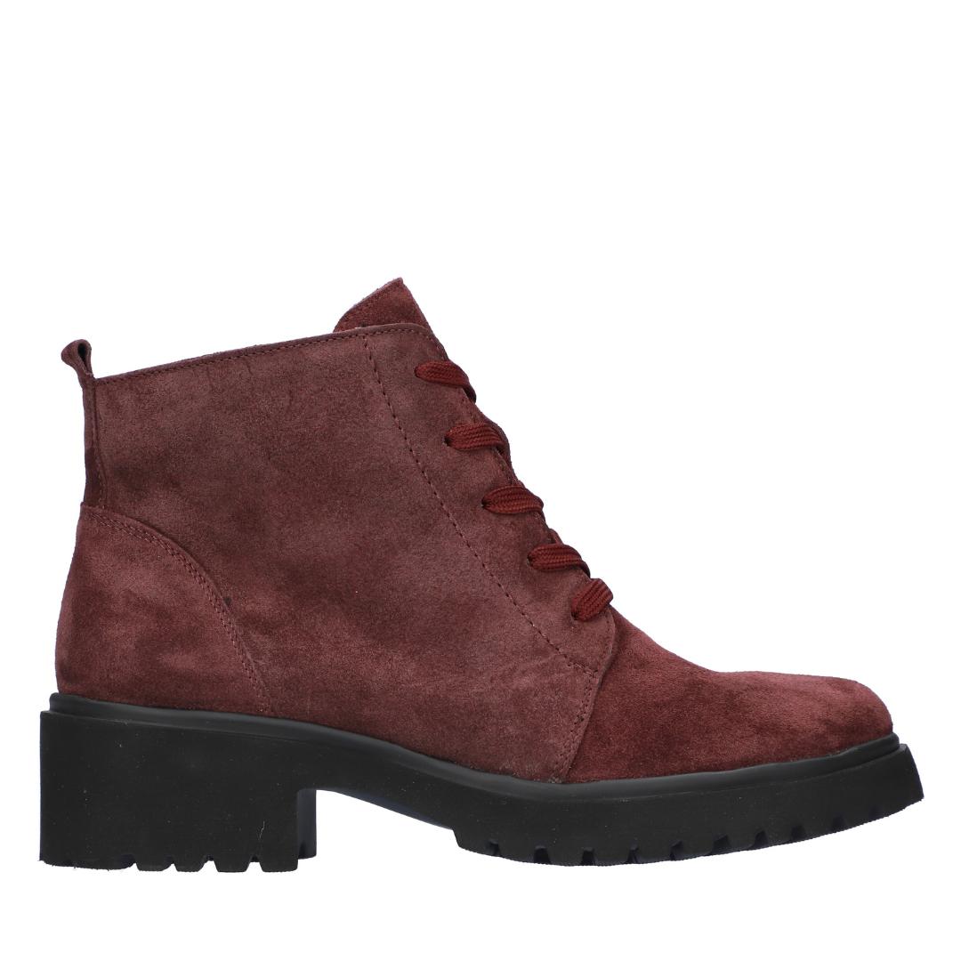 DAMES BOOTS+KORT LAARS-Rood suède/nubuck