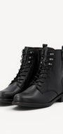 DAMES BOOTS+KORT LAARS-Zwart leer