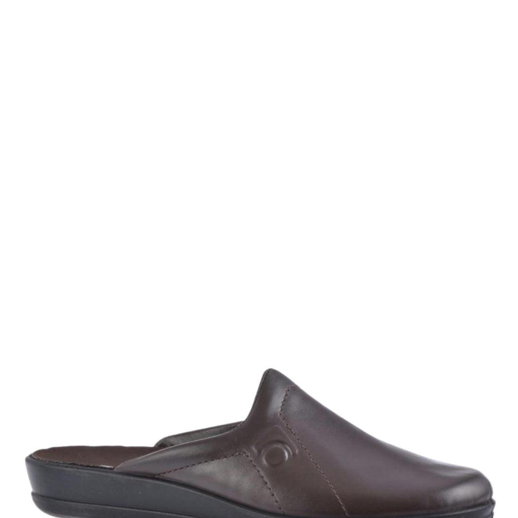 Heren muil pantoffels-Bruin leer