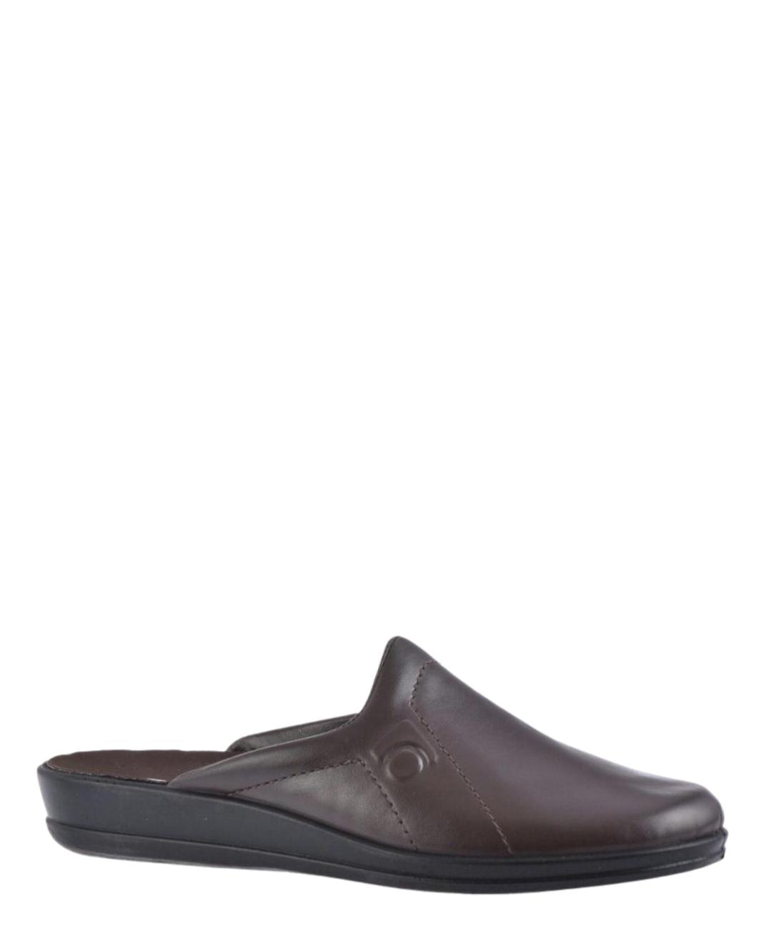 Heren muil pantoffels-Bruin leer