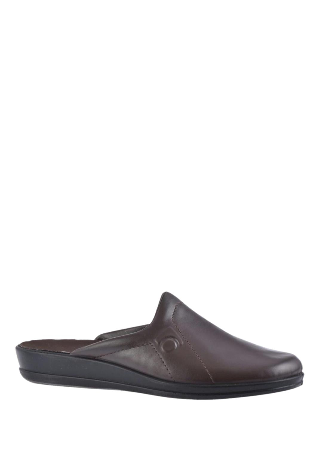 Heren muil pantoffels-Bruin leer