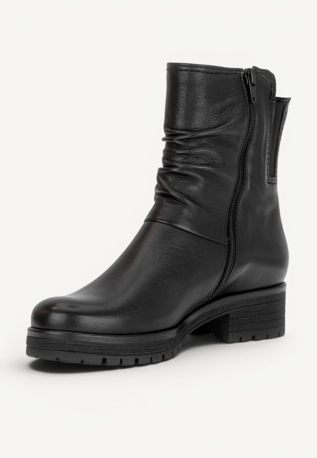 DAMES BOOTS+KORT LAARS-Zwart leer