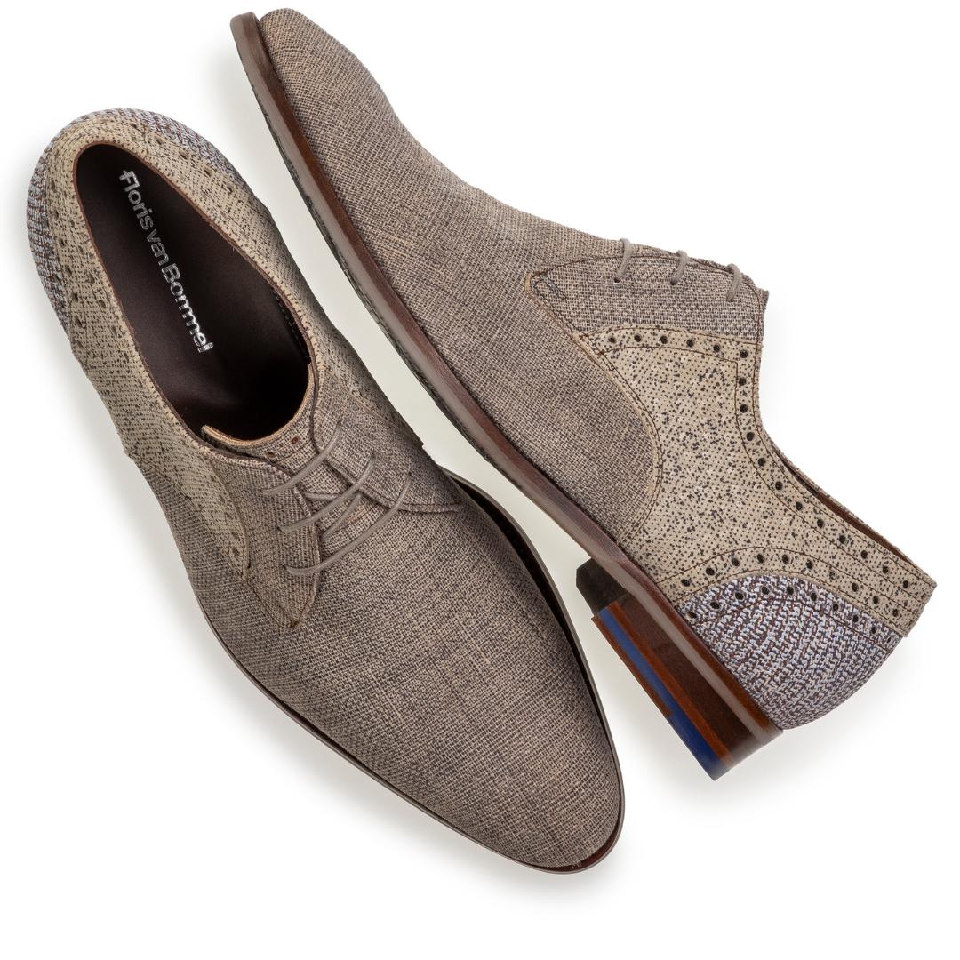 Heren veterschoenen-Beige suède/nubuck