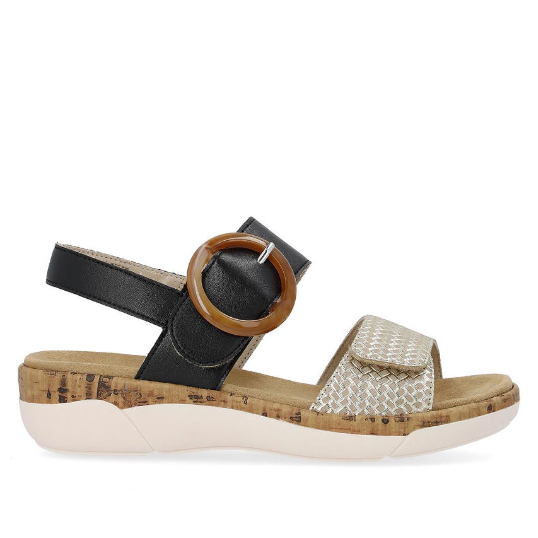 DAMES OPEN SCHOENEN-Zwart combi kleur