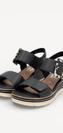 DAMES OPEN SCHOENEN-Zwart leer