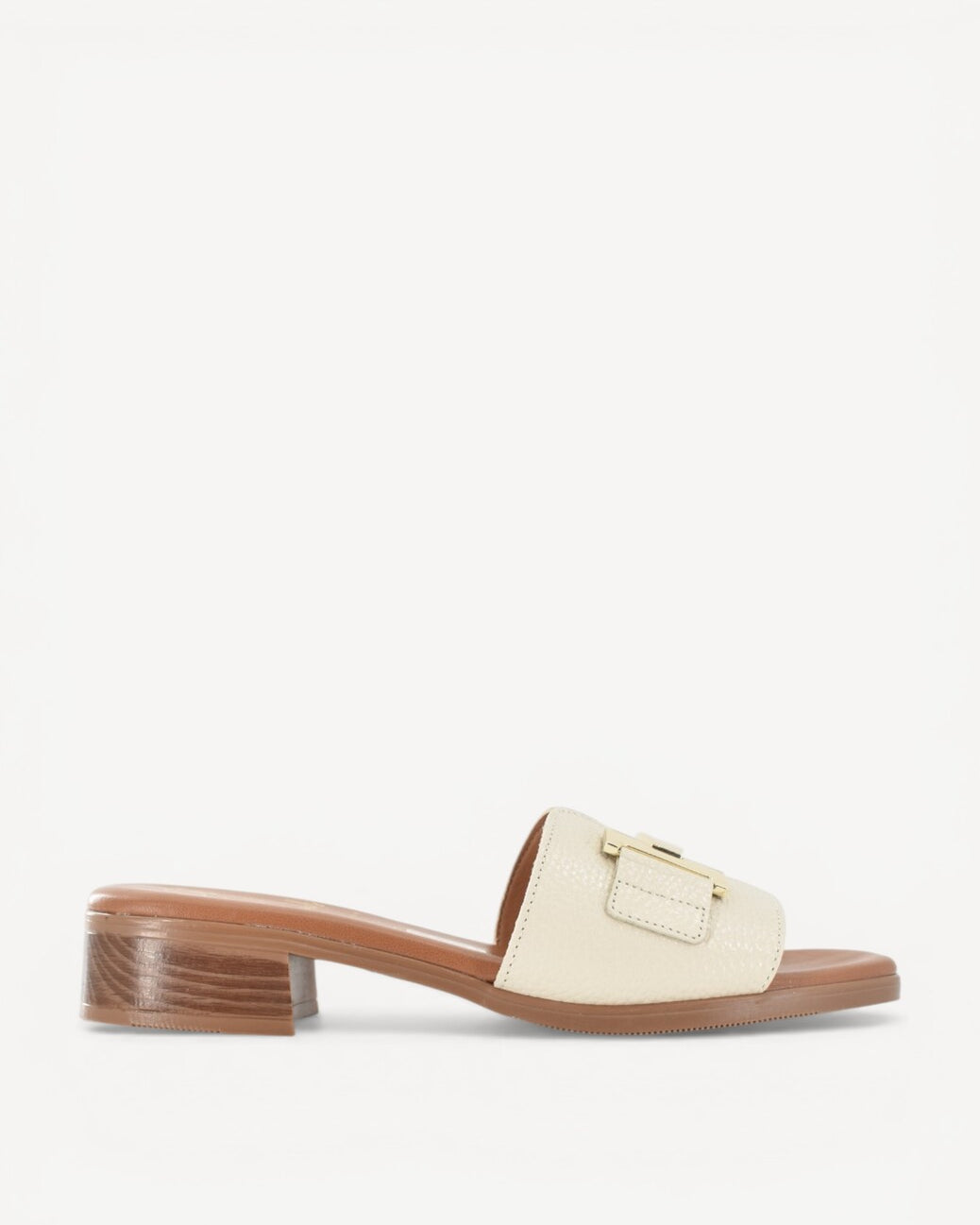 DAMES OPEN SCHOENEN-Beige leer