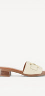 DAMES OPEN SCHOENEN-Beige leer