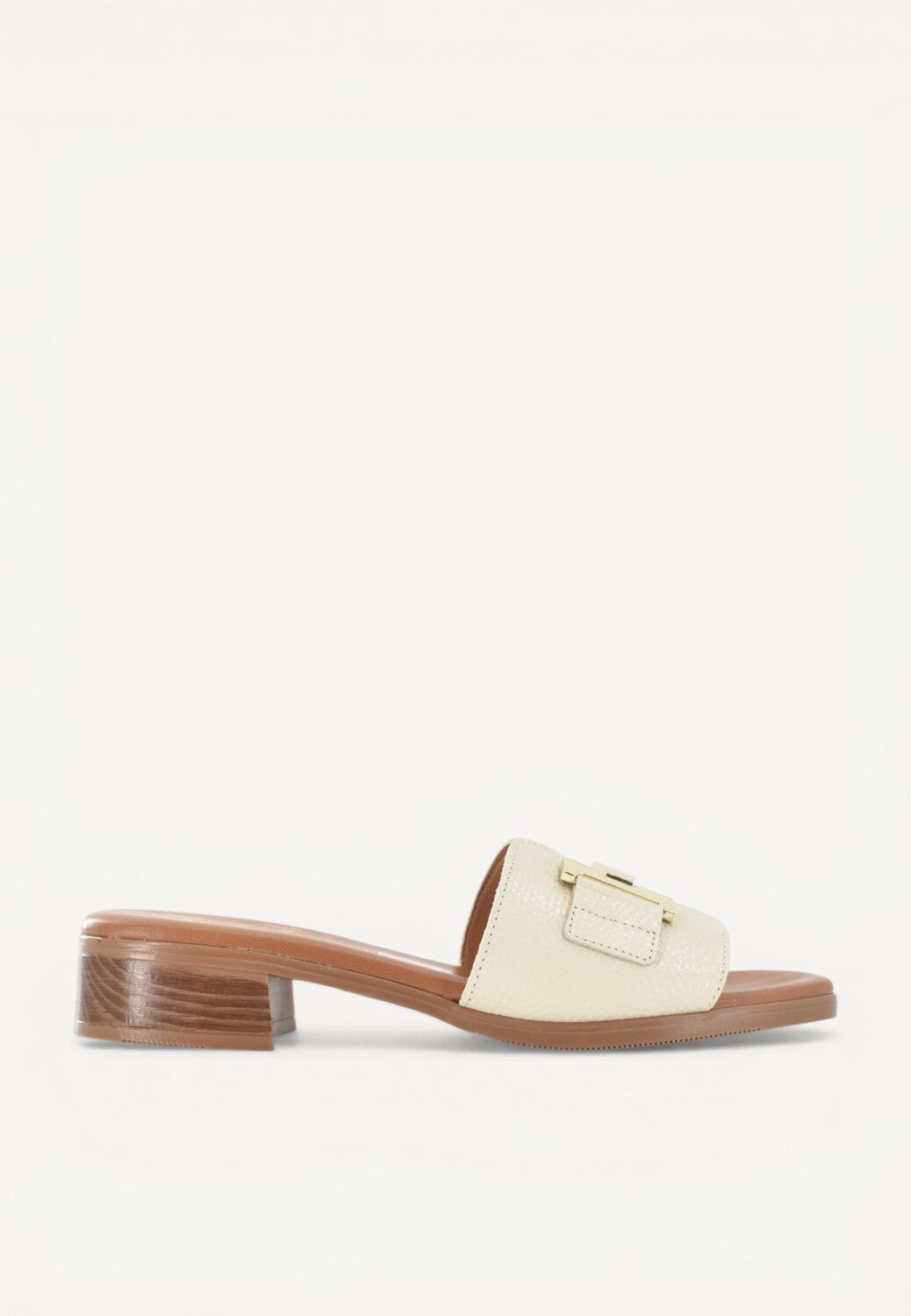 DAMES OPEN SCHOENEN-Beige leer