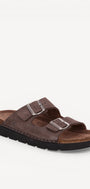 HE SLIPPER/SAND-Bruin leer