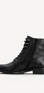 DAMES BOOTS+KORT LAARS-Zwart leer