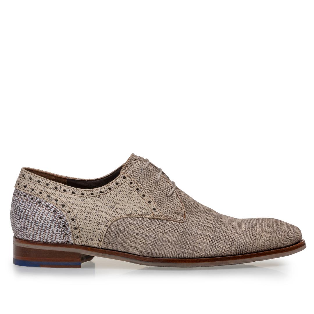 Heren veterschoenen-Beige suède/nubuck