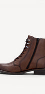DAMES BOOTS+KORT LAARS-Bruin leer