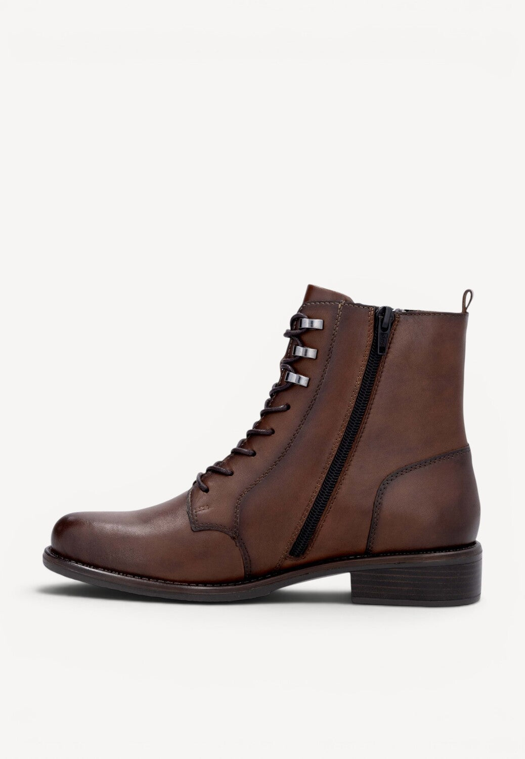 DAMES BOOTS+KORT LAARS-Bruin leer