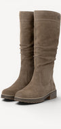 DAMESLAARS LANG/HALFHOOG-Beige suède/nubuck
