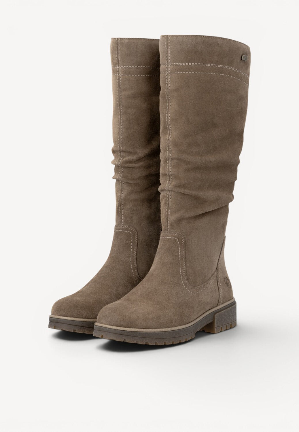 DAMESLAARS LANG/HALFHOOG-Beige suède/nubuck
