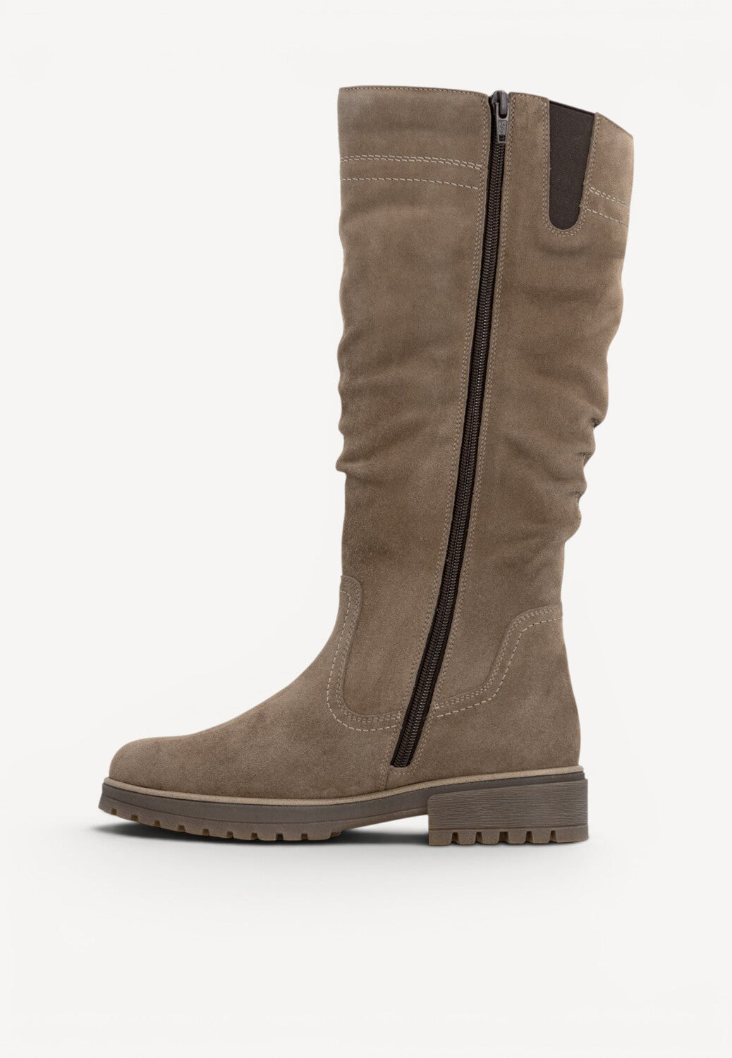 DAMESLAARS LANG/HALFHOOG-Beige suède/nubuck