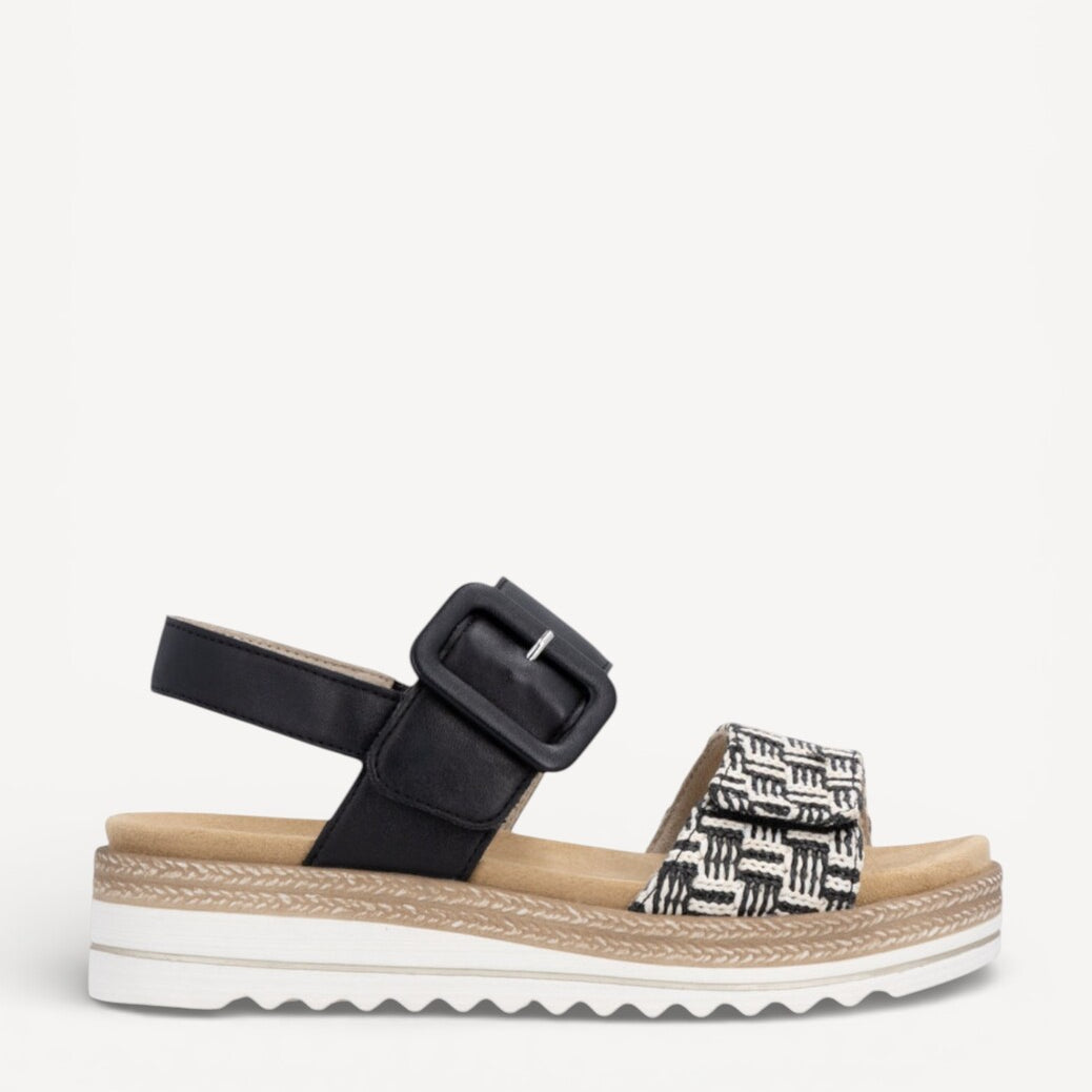 DAMES OPEN SCHOENEN-Zwart combi kleur