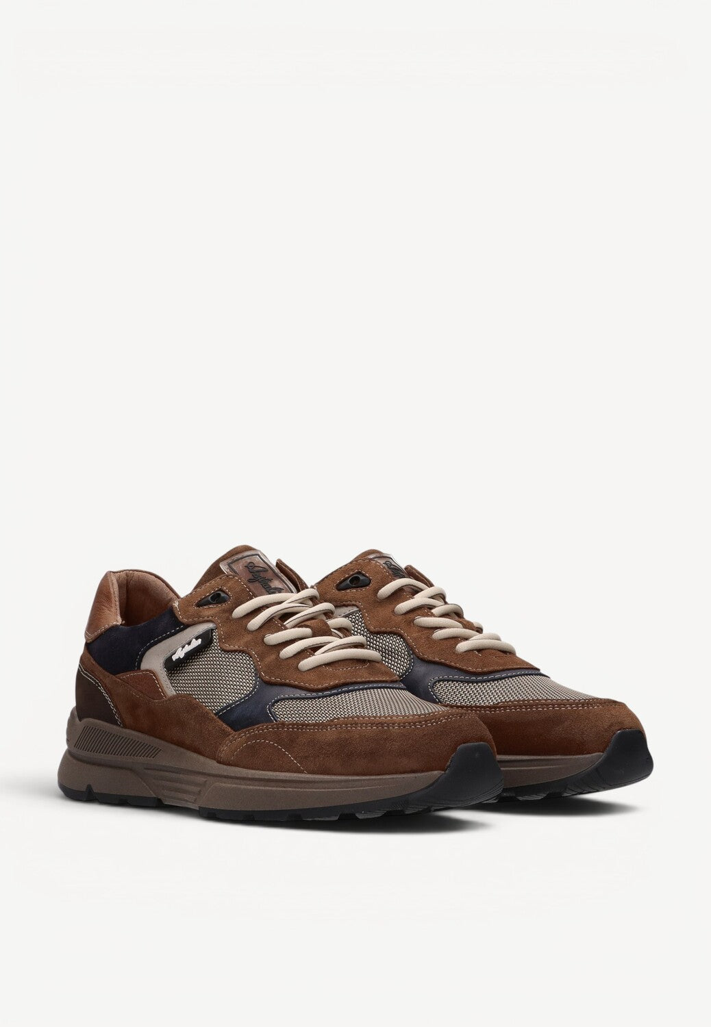 Heren veterschoenen-Bruin combi kleur