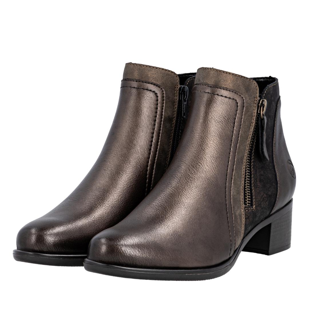 DAMES BOOTS+KORT LAARS-Brons leer