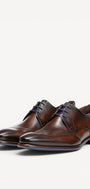 Heren veterschoenen-Bruin leer