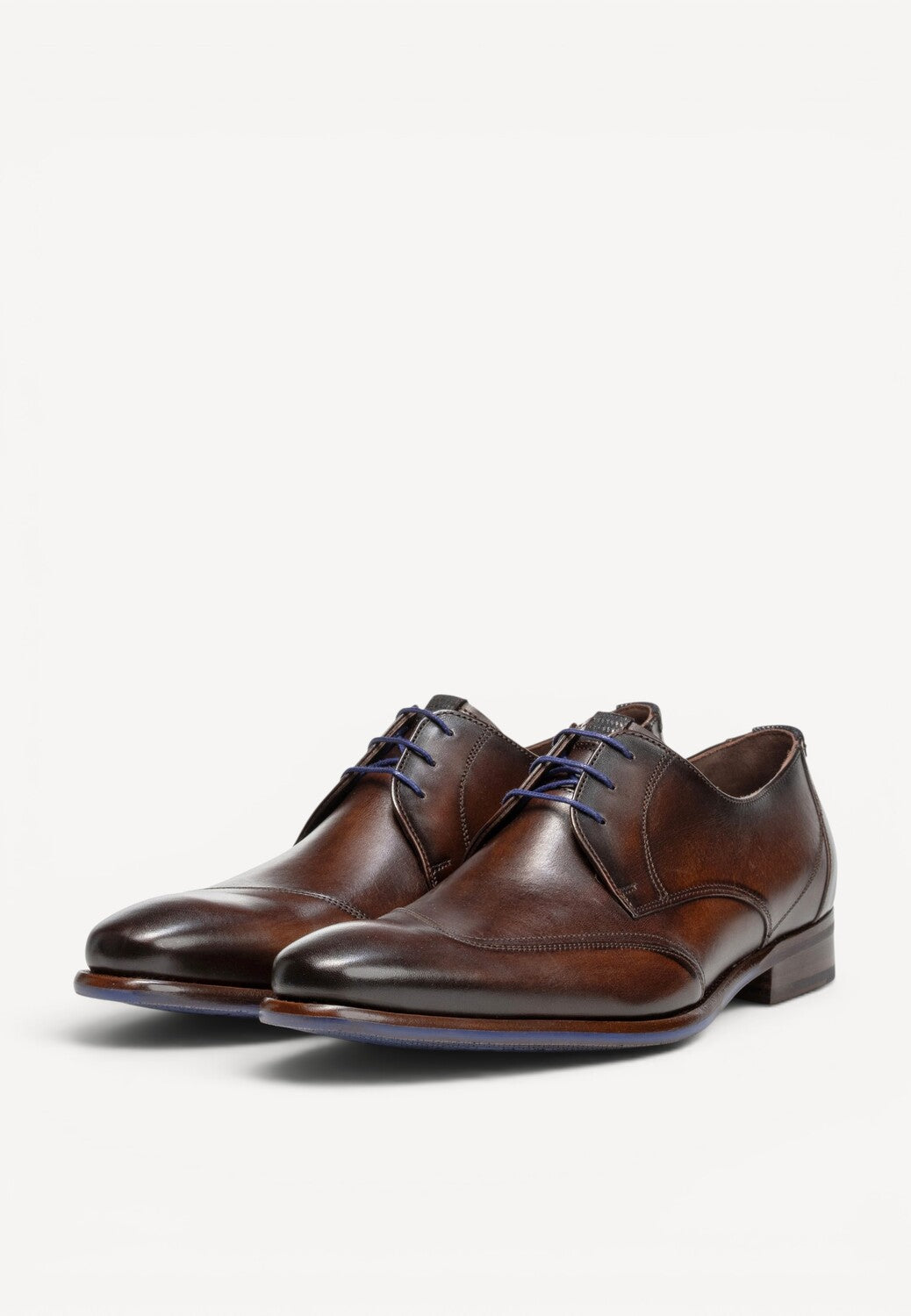 Heren veterschoenen-Bruin leer