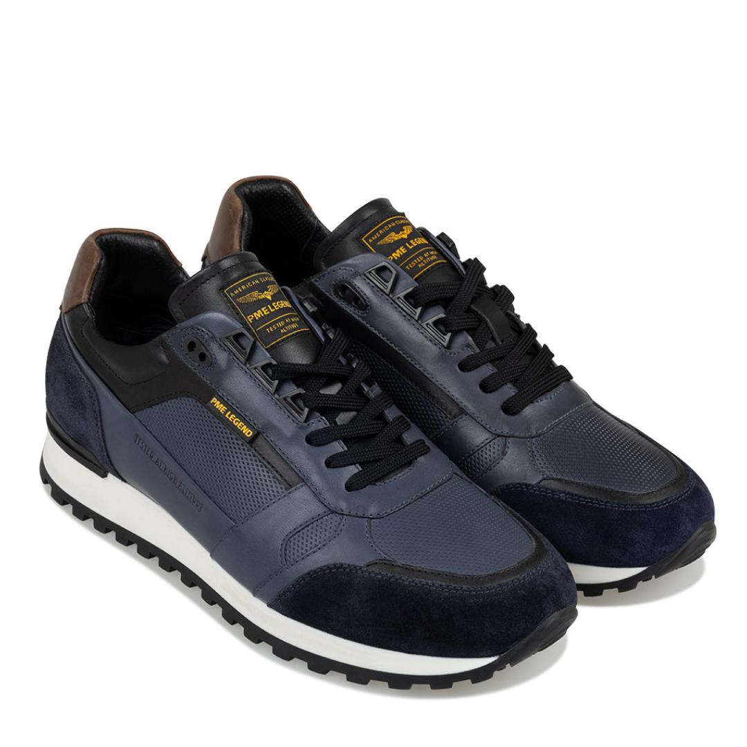 Heren veterschoenen-Blauw leer