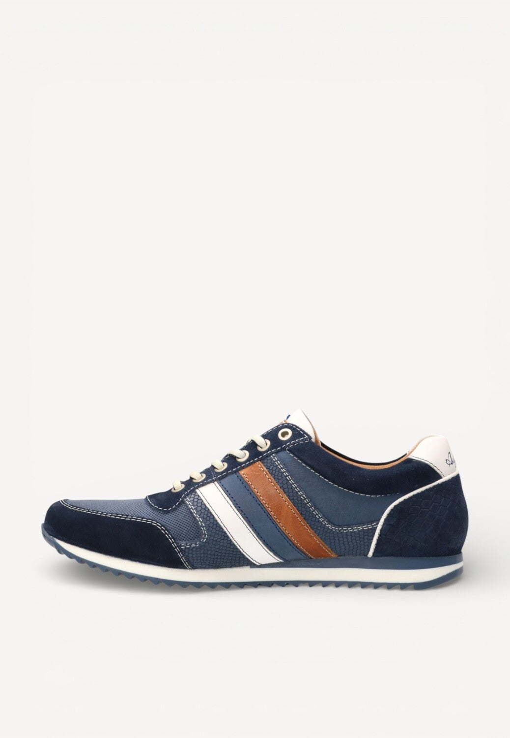 Heren veterschoenen-Blauw leer