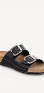 DAMES OPEN SCHOENEN-Zwart leer