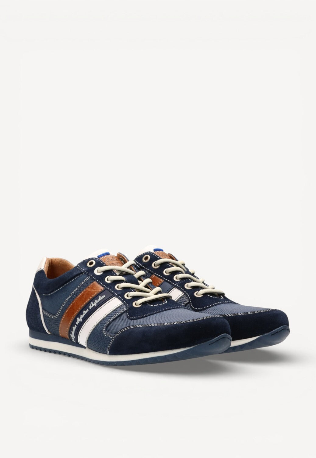 Heren veterschoenen-Blauw leer