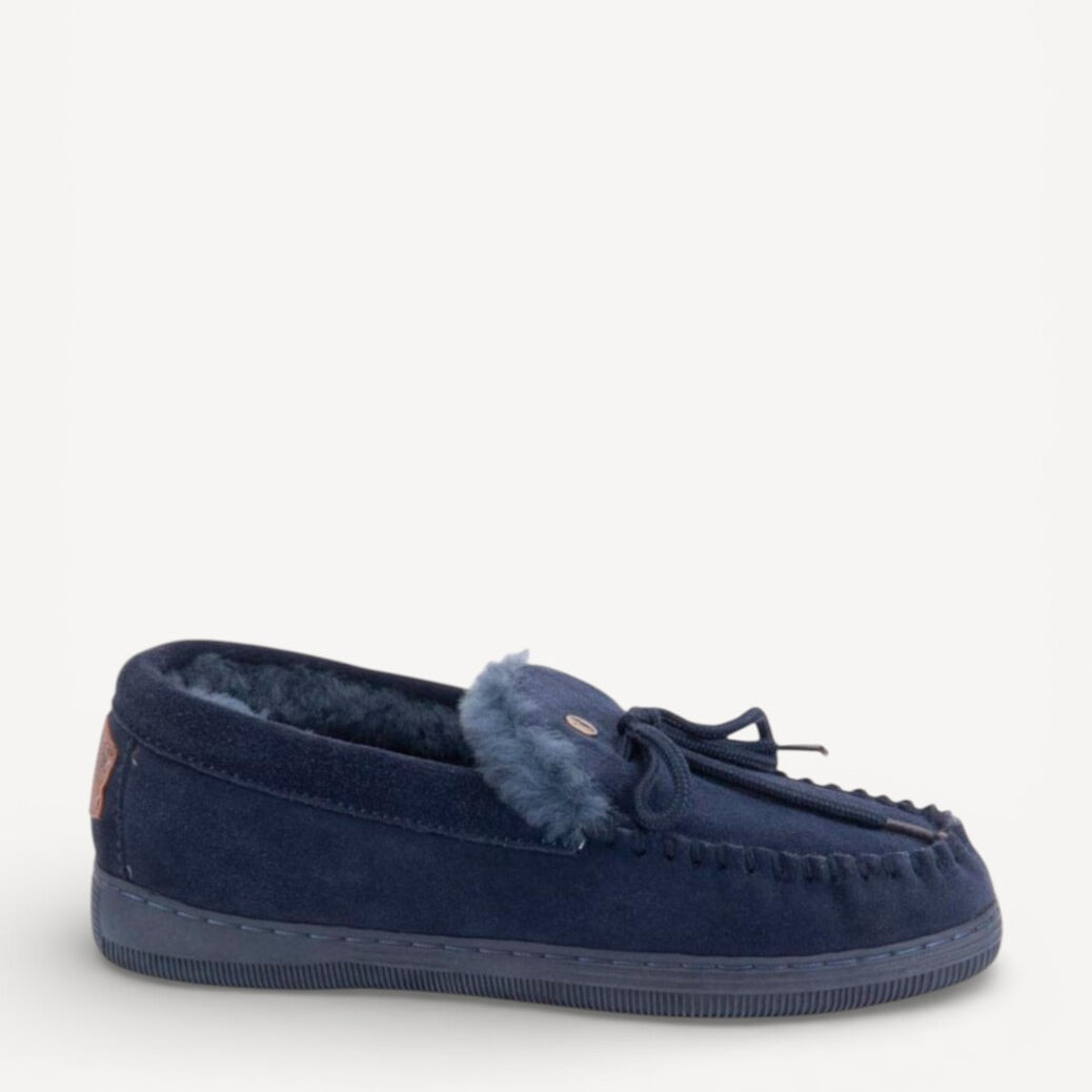 Dames dichte pantoffels-Blauw suède/nubuck