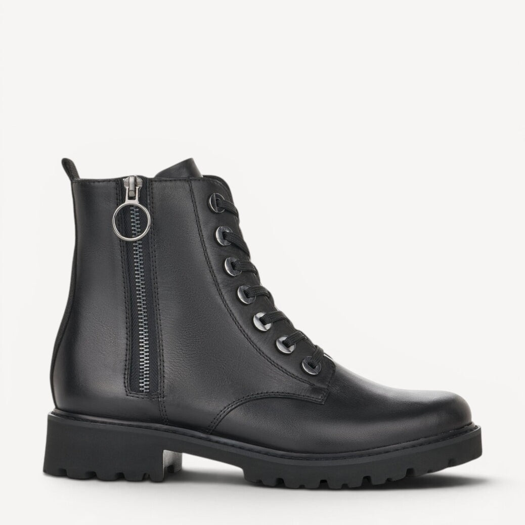 DAMES BOOTS+KORT LAARS-Zwart leer