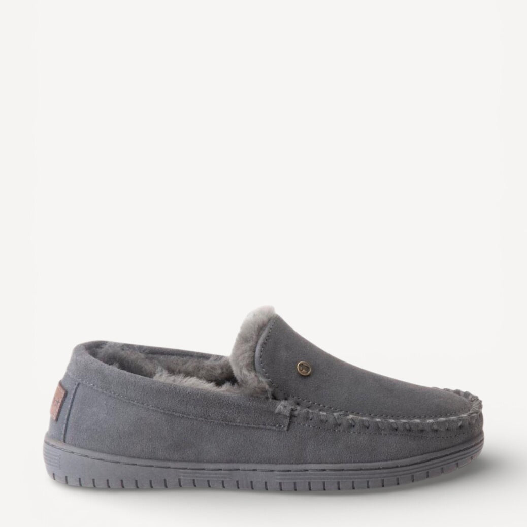 Heren dichte pantoffels-Grijs suède