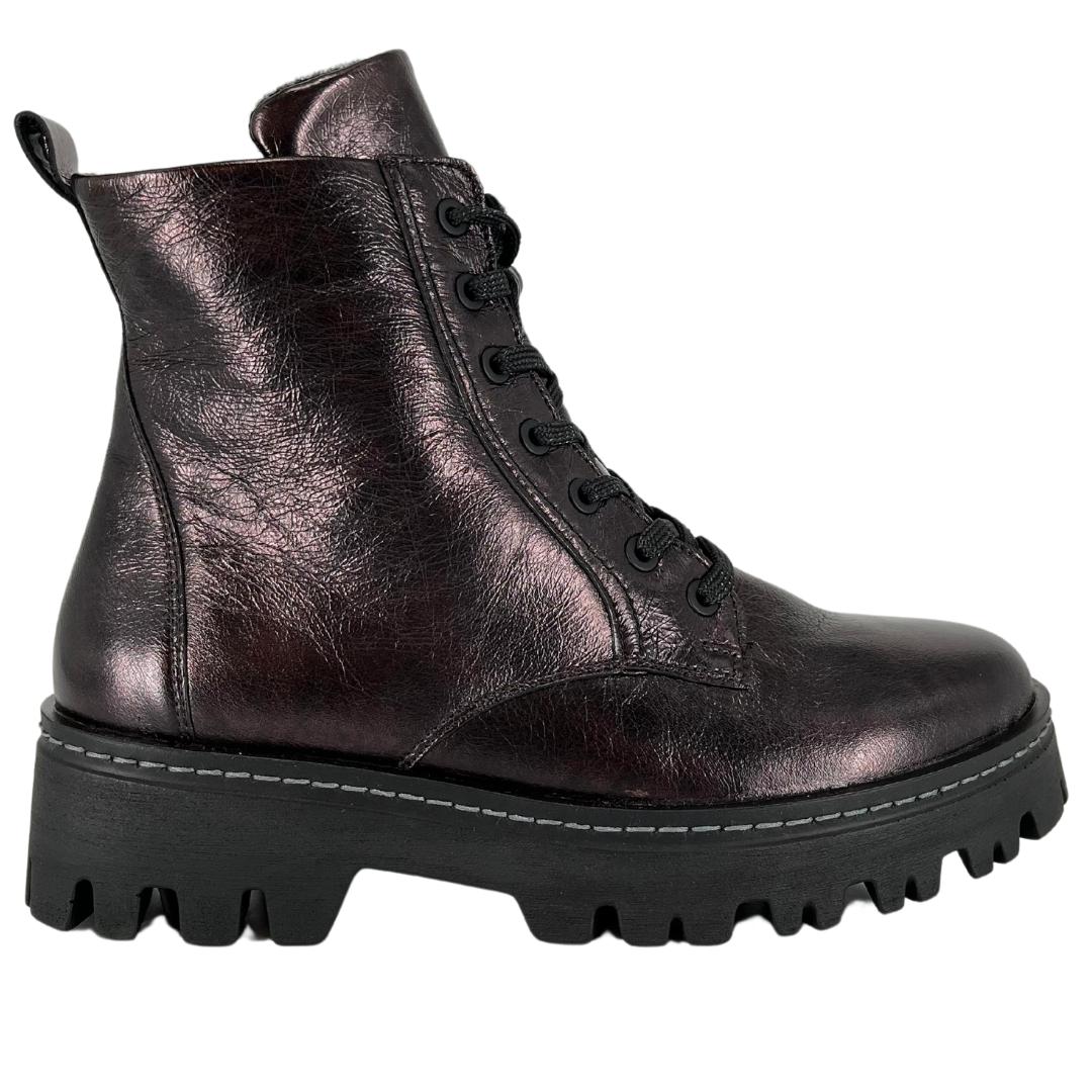 DAMES BOOTS+KORT LAARS-Brons leer
