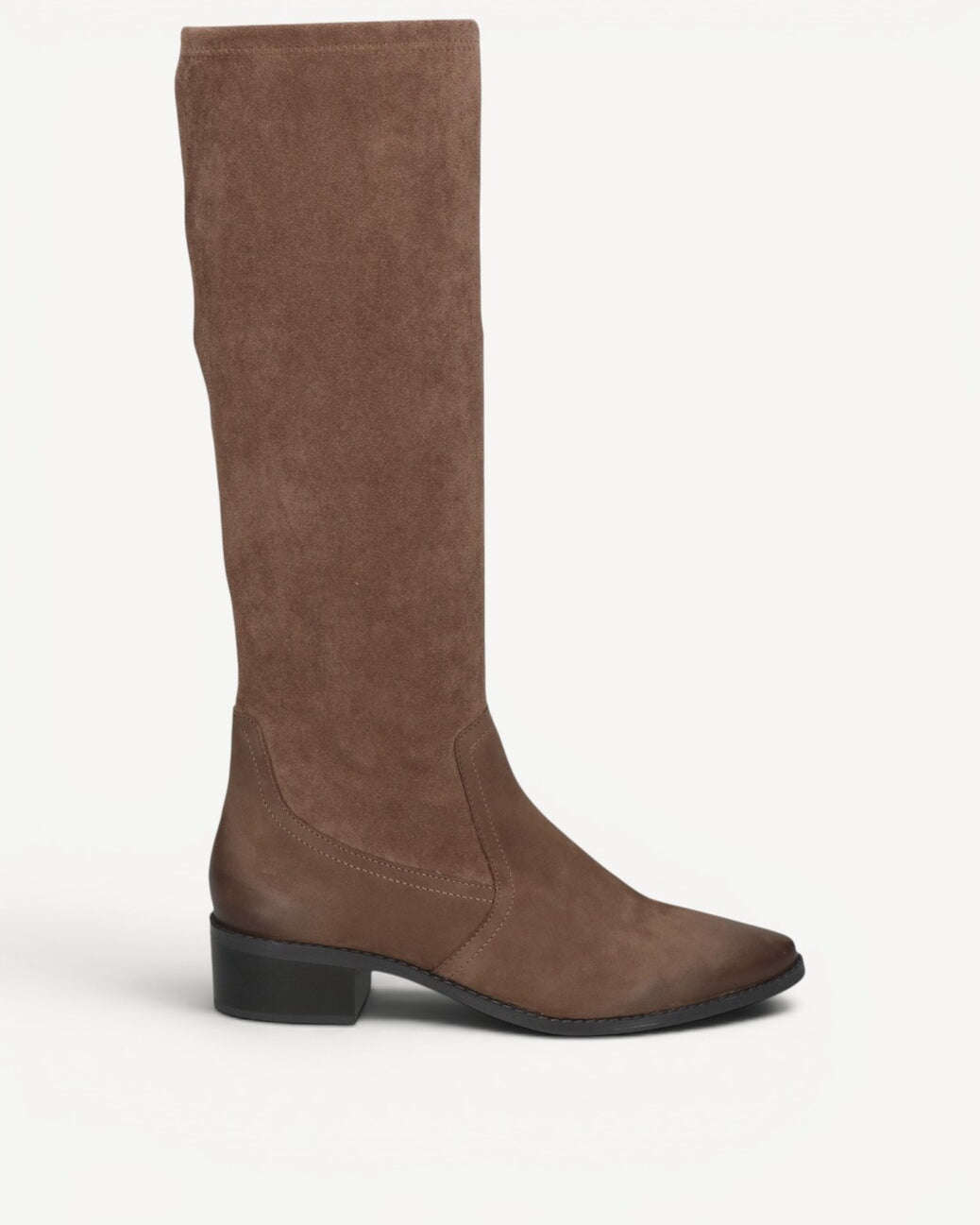 DAMESLAARS LANG/HALFHOOG-Beige suède/nubuck