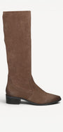 DAMESLAARS LANG/HALFHOOG-Beige suède/nubuck
