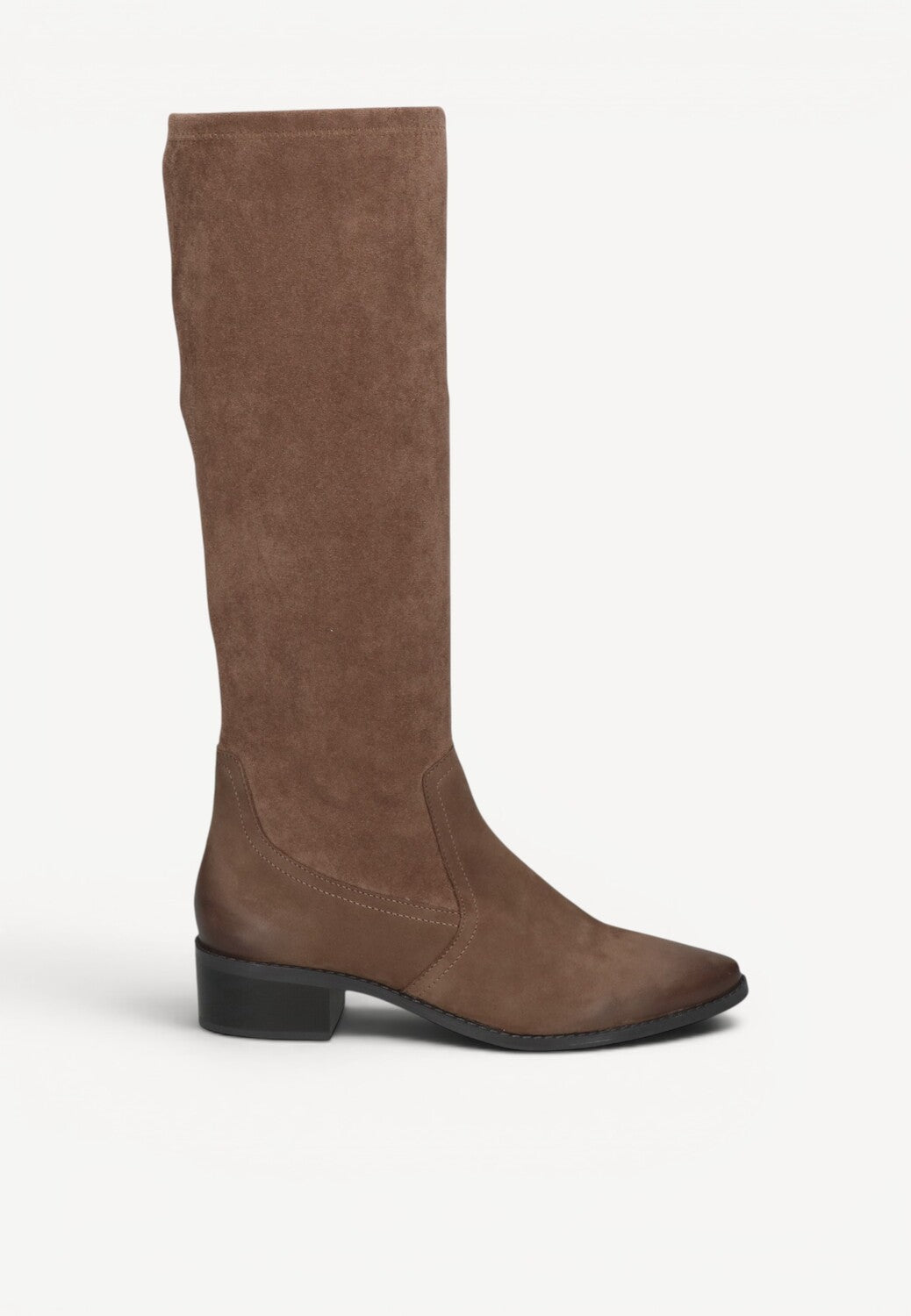 DAMESLAARS LANG/HALFHOOG-Beige suède/nubuck