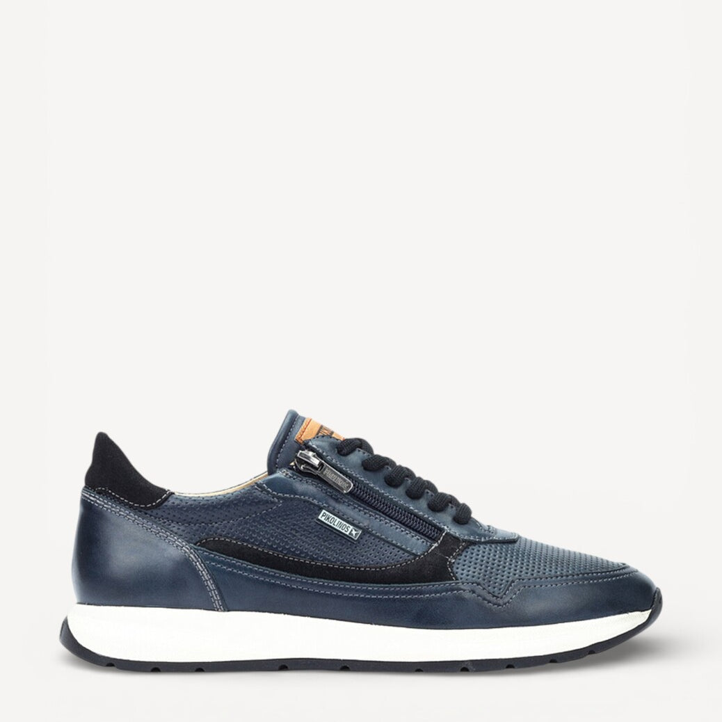 Heren veterschoenen-Blauw leer
