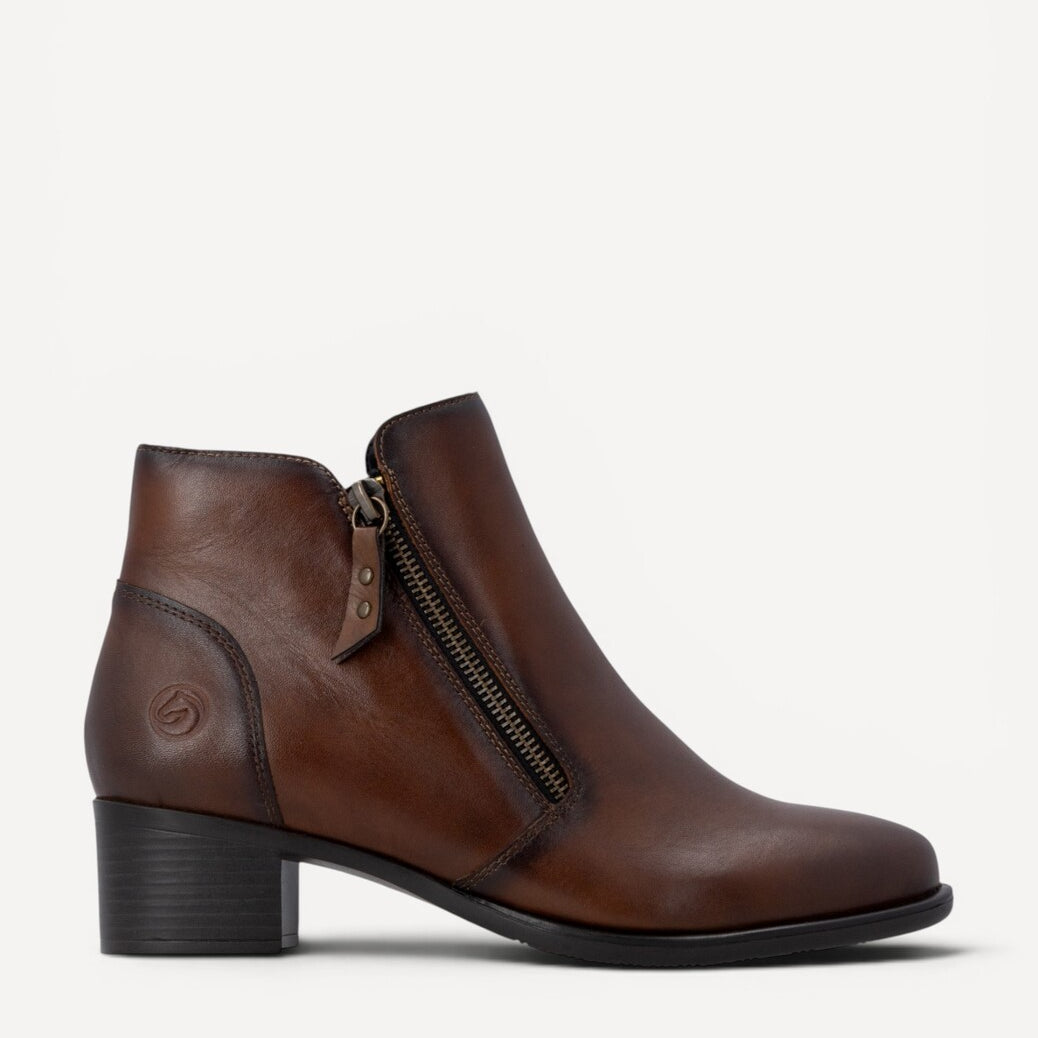 DAMES BOOTS+KORT LAARS-Bruin leer