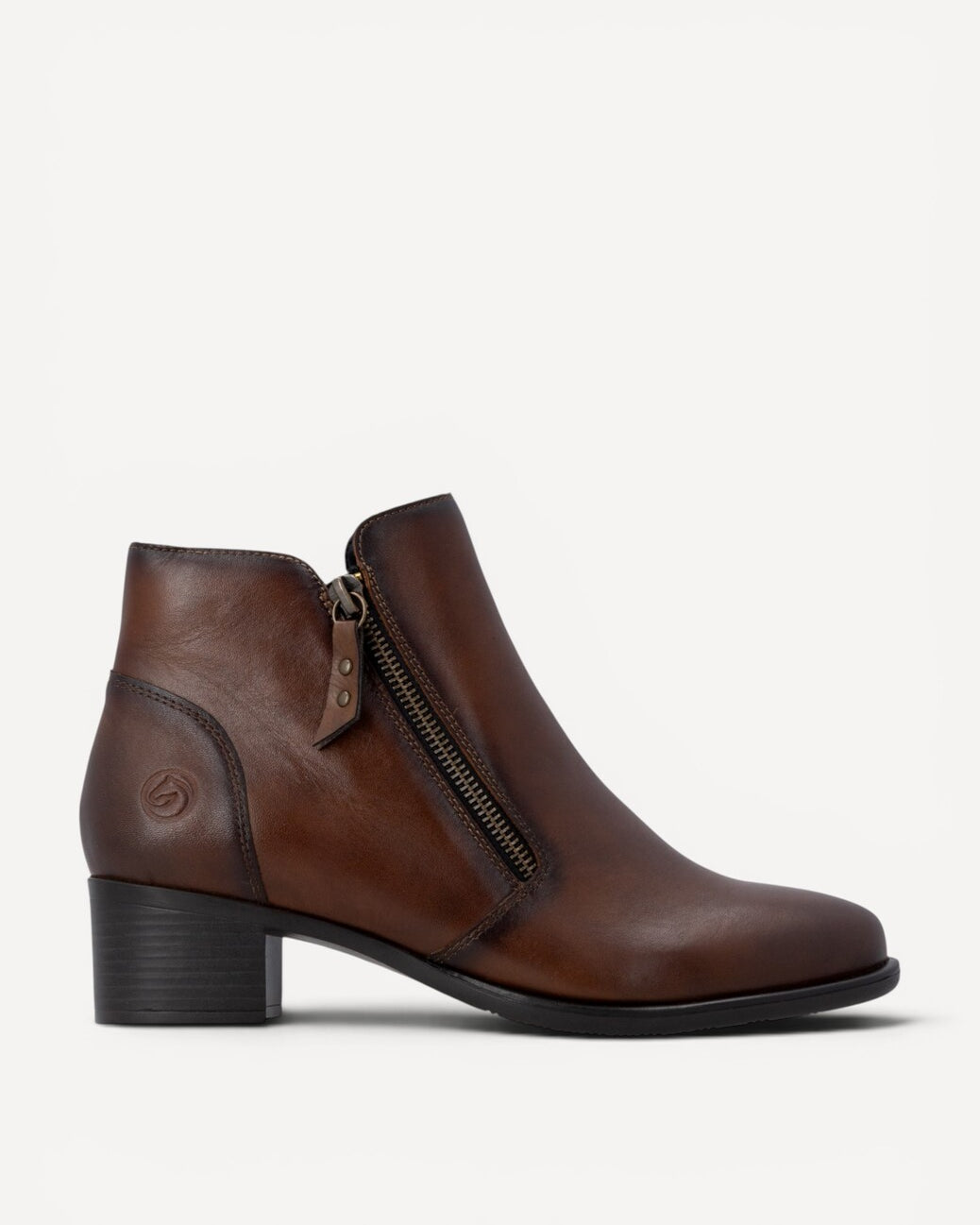 DAMES BOOTS+KORT LAARS-Bruin leer