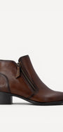 DAMES BOOTS+KORT LAARS-Bruin leer