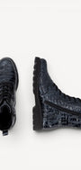 DAMES BOOTS+KORT LAARS-Blauw leer