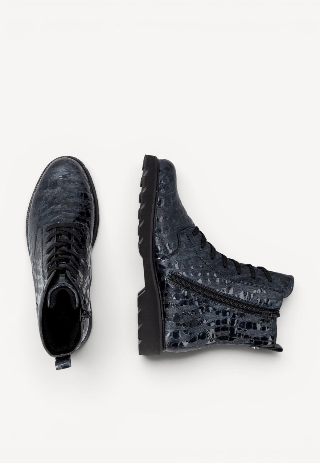 DAMES BOOTS+KORT LAARS-Blauw leer
