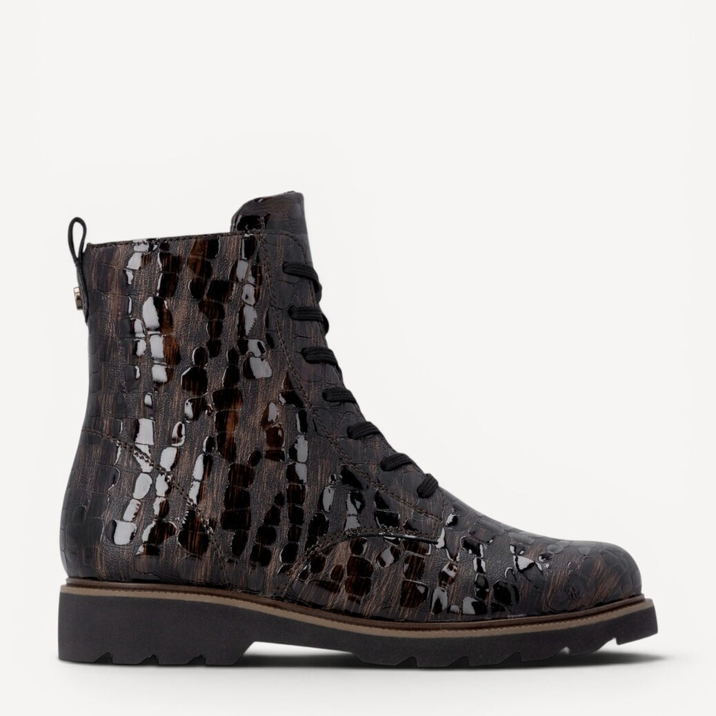 DAMES BOOTS+KORT LAARS-Bruin leer