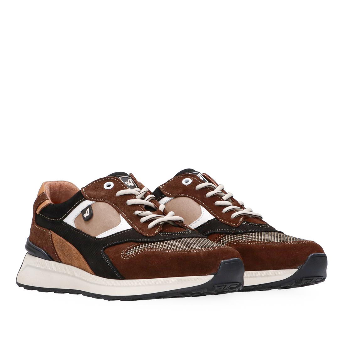 Heren veterschoenen-Bruin combi kleur