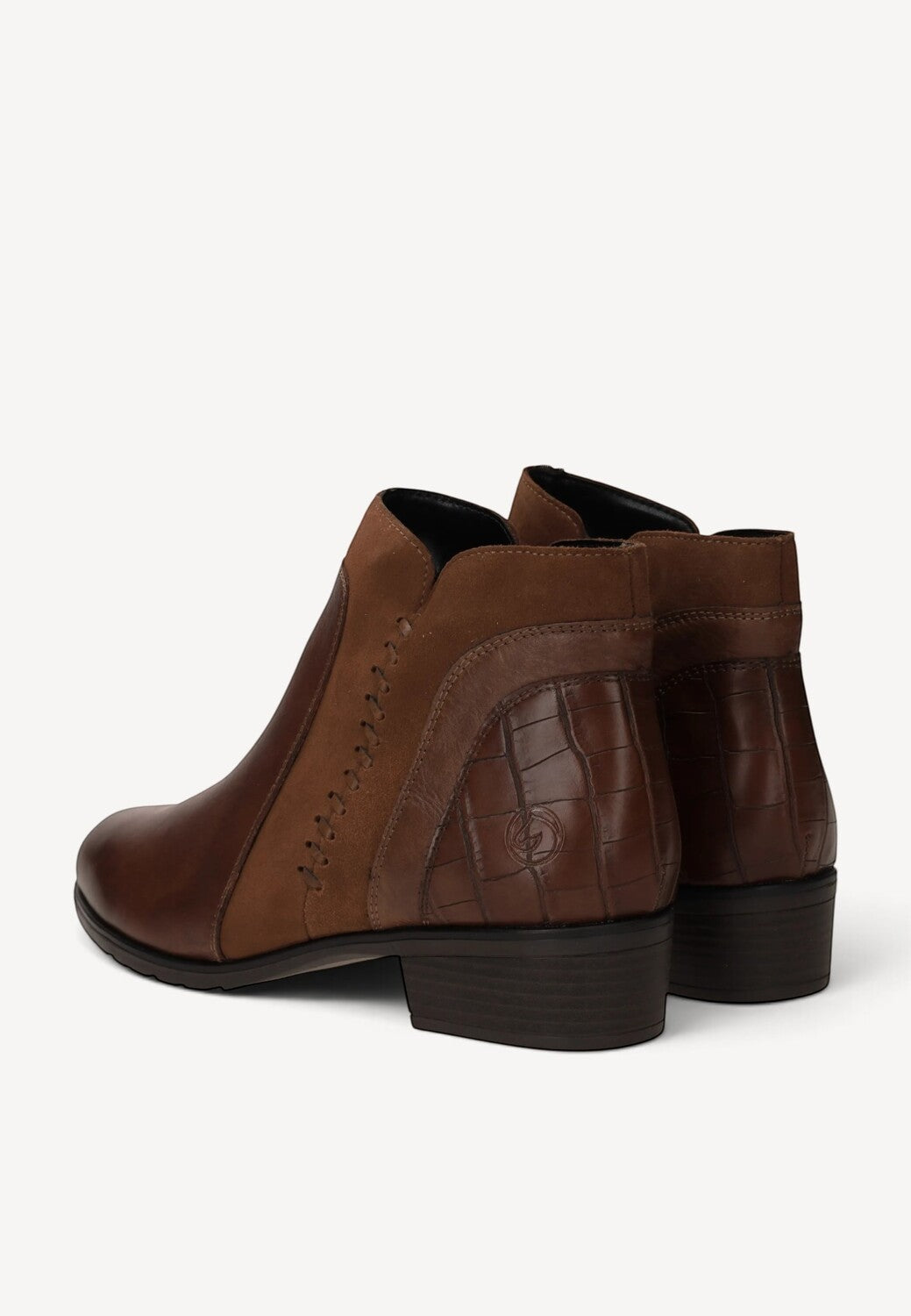 DAMES BOOTS+KORT LAARS-Bruin leer