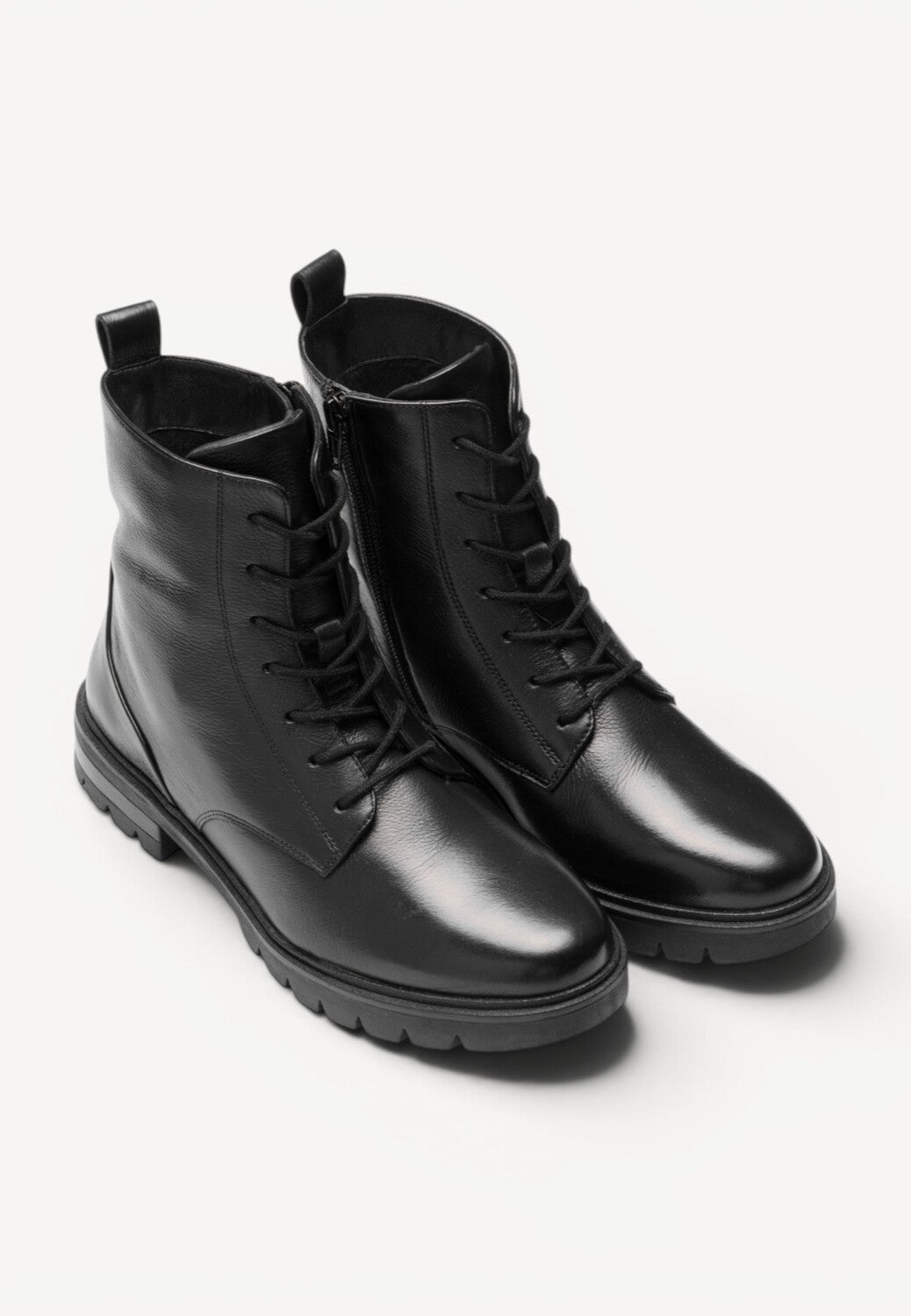 DAMES BOOTS+KORT LAARS-Zwart leer