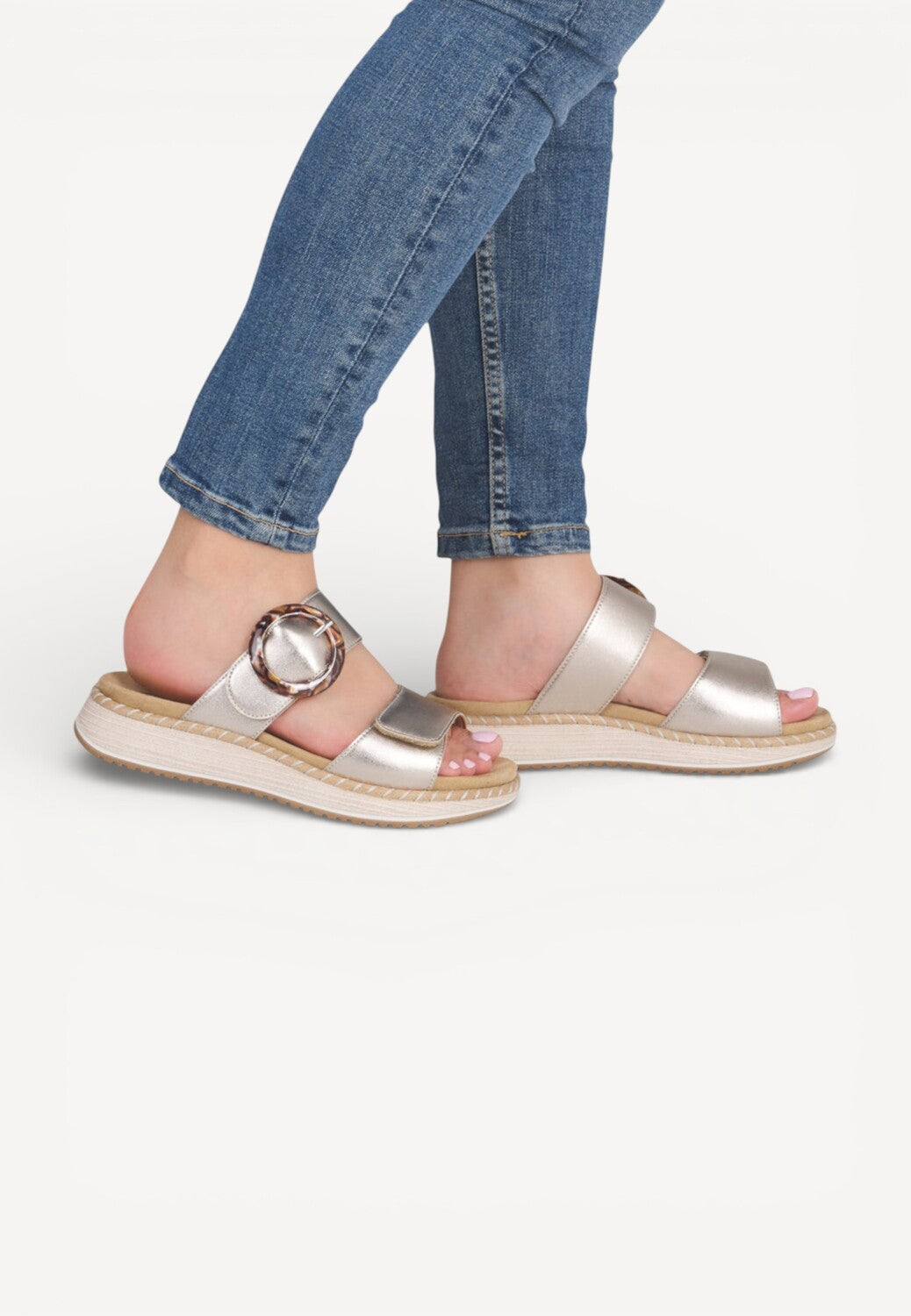 DAMES OPEN SCHOENEN-Goud leer