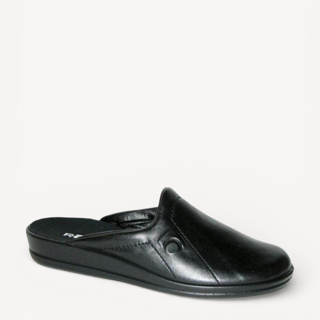 Heren muil pantoffels-Zwart leer